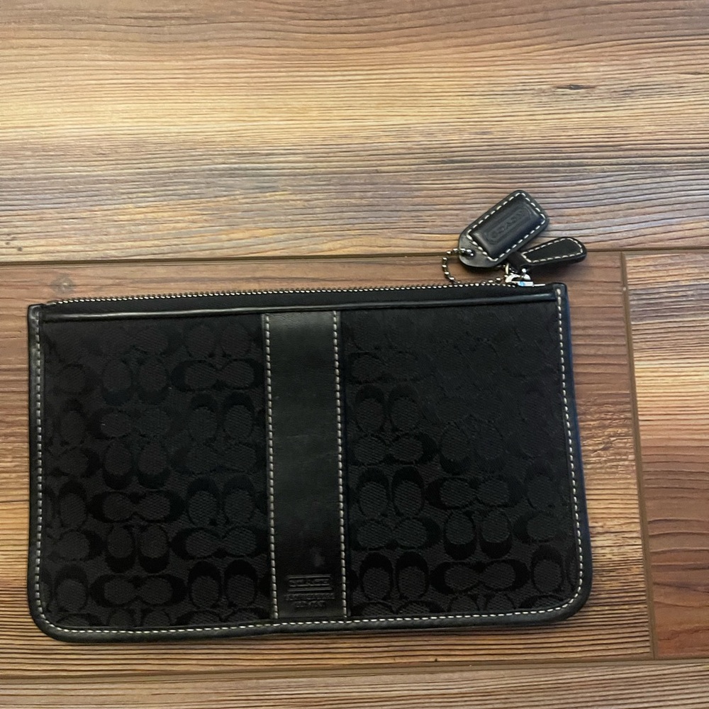 Coach Black Signature Zip Pouch